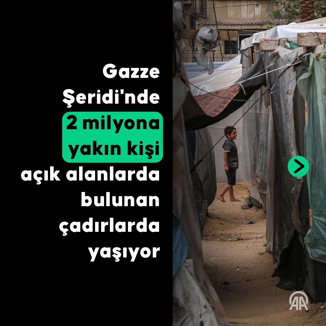 İsrail'in yoğun saldırılarının sürdüğü Gazze Şeridi'nde 2 milyona yakın kişi çadırlarda yaşıyor